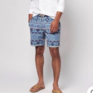 Faherty Doug Good Feather Boardshort Six Rivers Turquoise Size 35